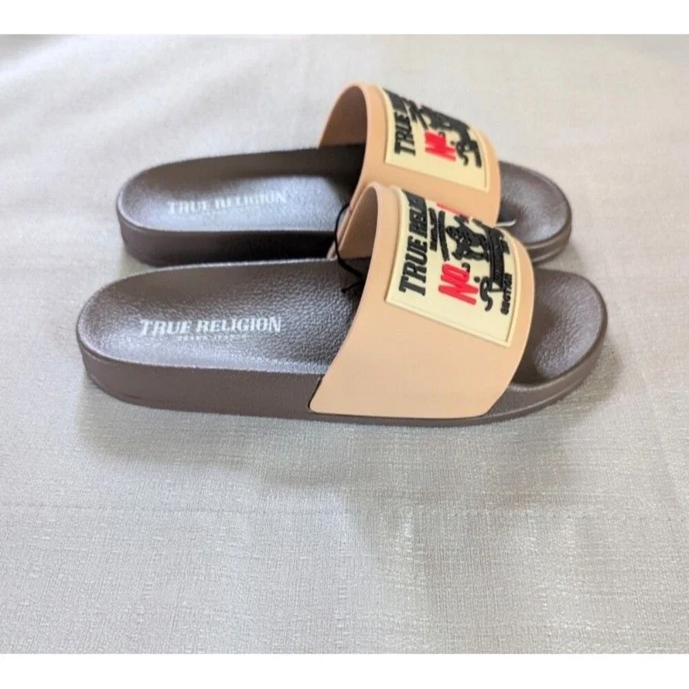 True Religion Beige Kendrick Slides Kids Size 4 NEW!